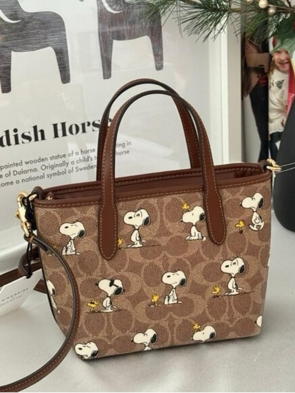 NWT Coach X Peanuts City Mini Tote Bag In Signature Canvas with snoopy‎ print